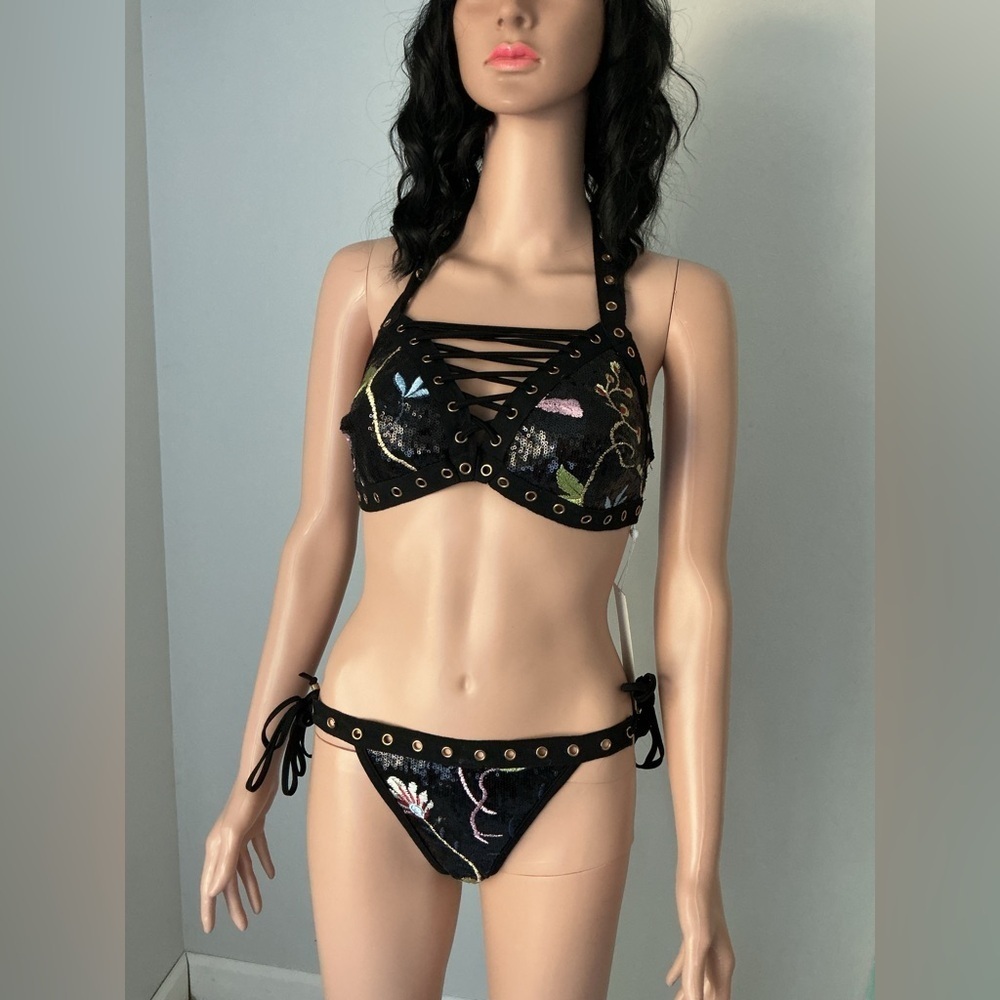 WOW Couture Black Embroidered Bikini